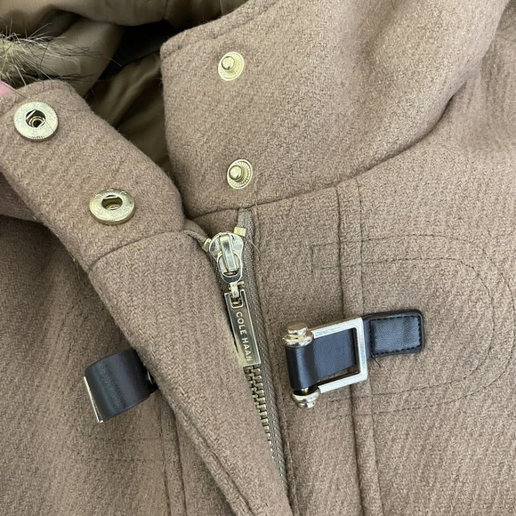 Cole Haan Jacket Signature Hooded Wool Toggle Duffle Coat Size 12 Womens - Picture 9 of 12